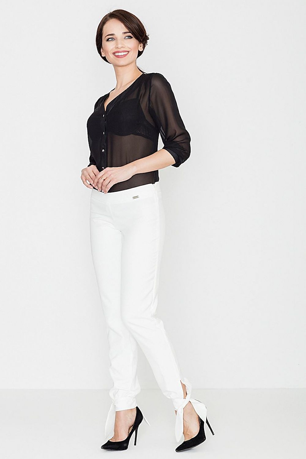 Chic Straight-Leg Pants with Bow Detail