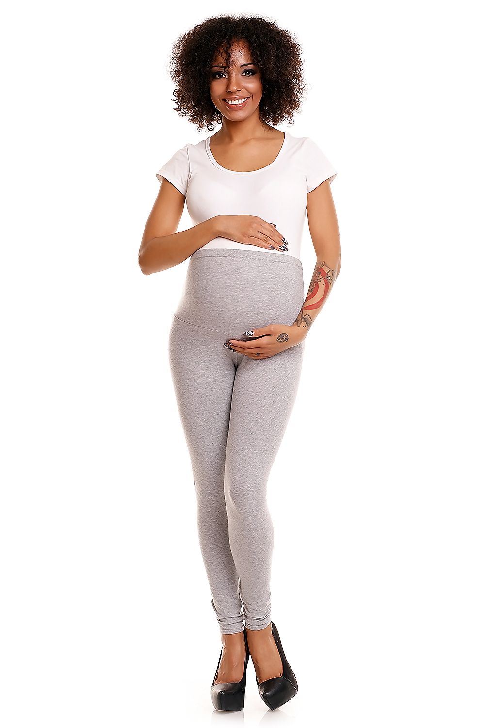 Pressureless  Maternity Leggings – Soft Knit Fabric, Comfortable Tummy Panel