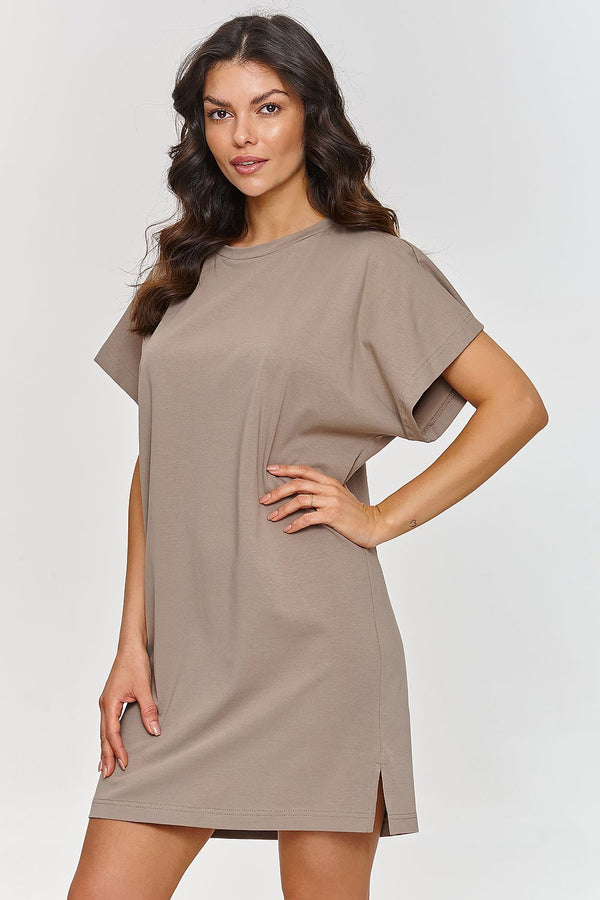  Summer Short Sleeves Cotton Mini Dress
