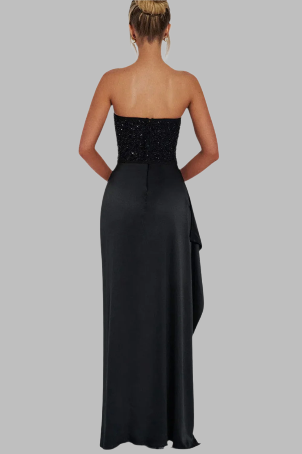 A Line Sleeveless Maxi Wedding Guest Dress -black