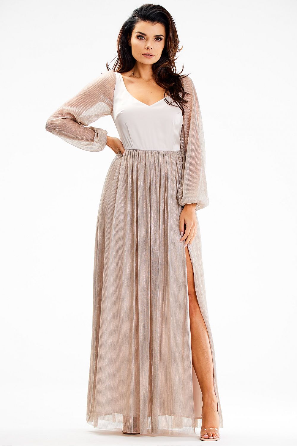  A-Line Long Sleeves Elegant Maxi Dress