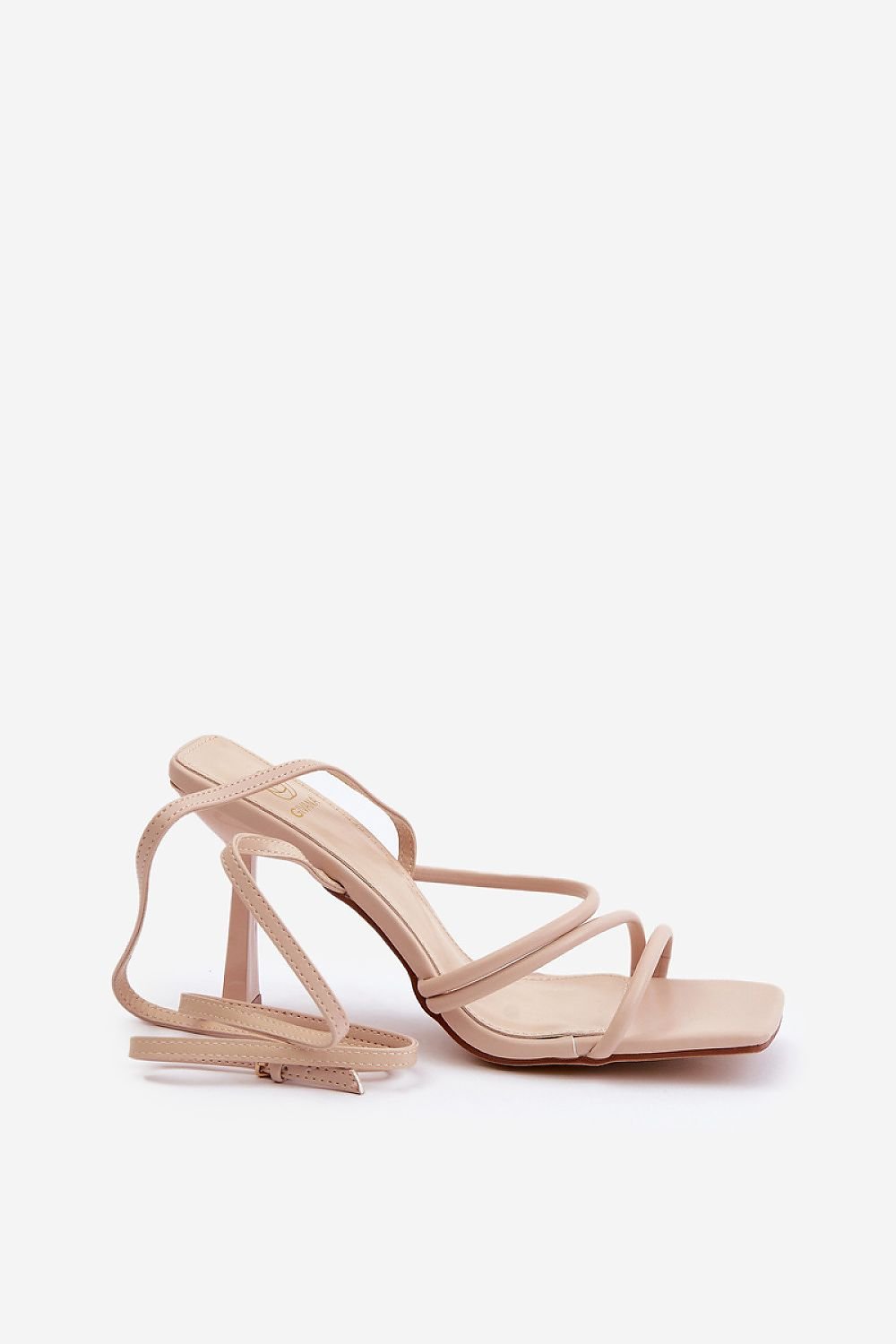 Stylish Eco Leather Nude Heel Sandals With Stiletto Heel and Adjustable Strap, perfect for elevating evening outfits.