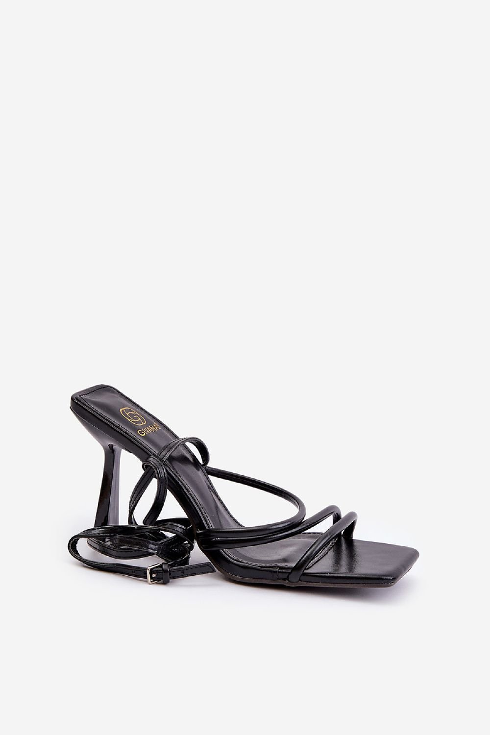 Stylish Black Heel Sandals with Adjustable Strap Buckle, perfect for elevating your evening look and comfort.