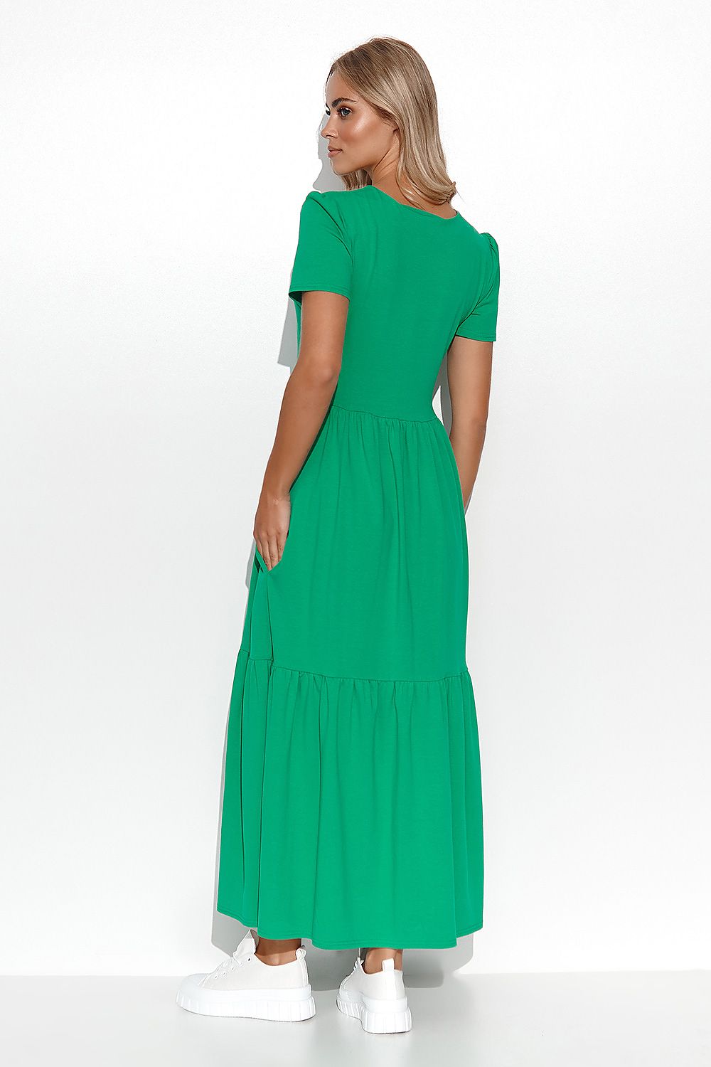 Explore the V-Neck Short Sleeve Maxi Dress for Effortless Elegance, perfect for a chic and feminine look.