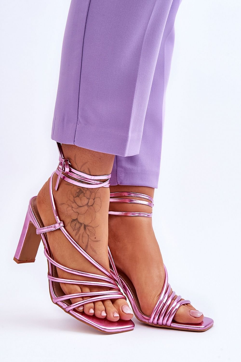 Chic and stylish, the Elegant Strappy Heeled Sandals with Eco Leather and Flat Heel - Pink are perfect for summer wear.