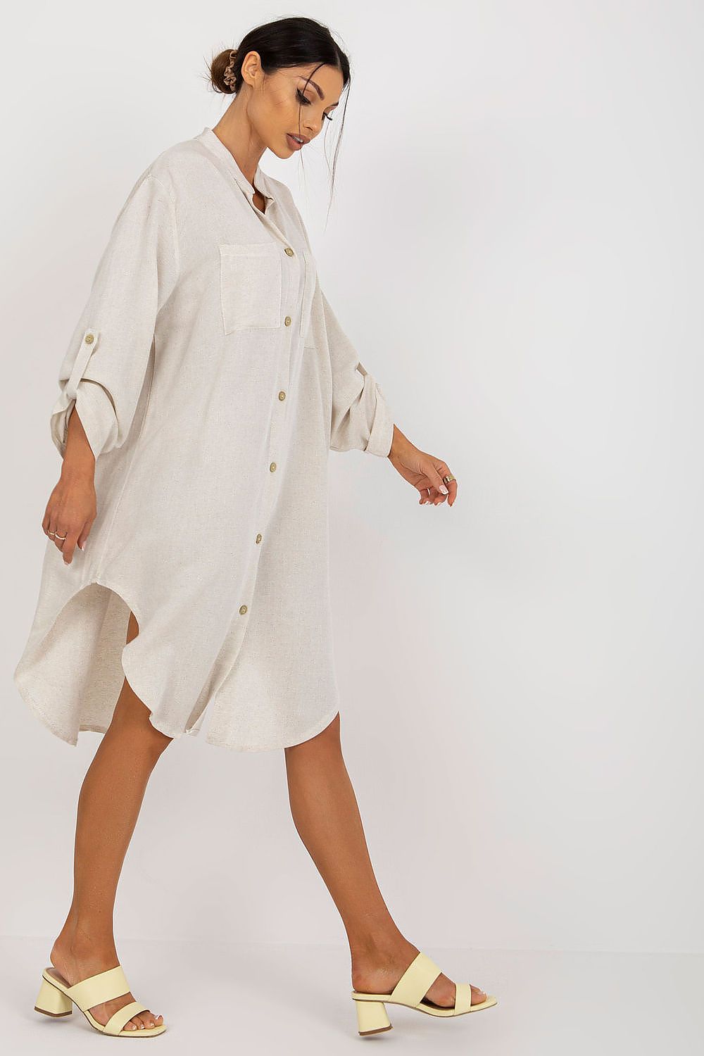 Shirt-Cut Long Sleeve Midi Dress for Stylish Comfort, perfect for casual or professional looks at [Store Name].